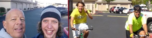 Father and Son celebrating completion of their respective 100Day Challenges three years apart (on left: 2/11/14 on right: 4/10/11)